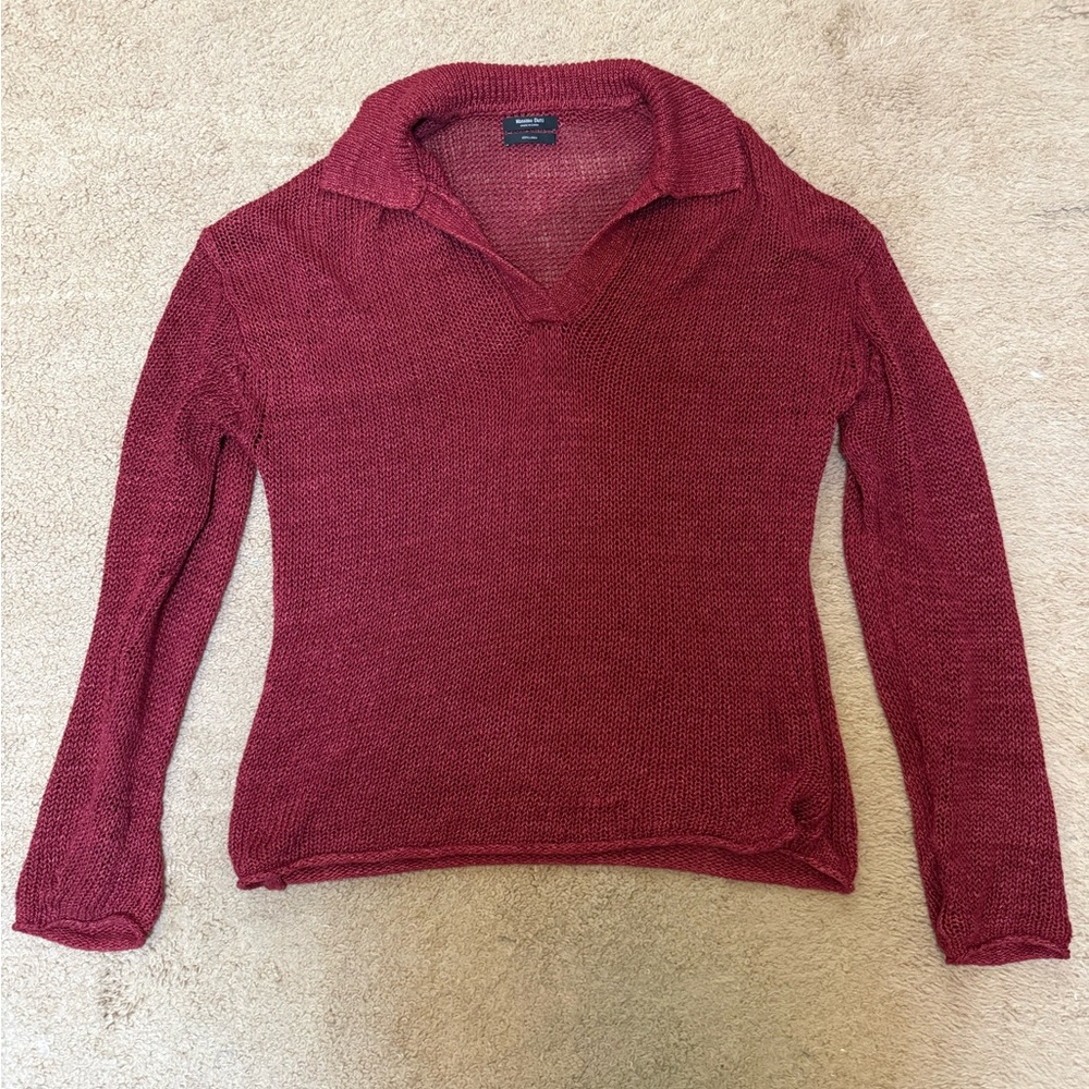 Massimo Dutti open-knit linen polo